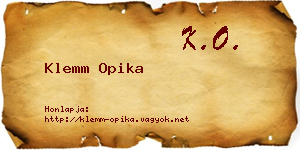 Klemm Opika névjegykártya